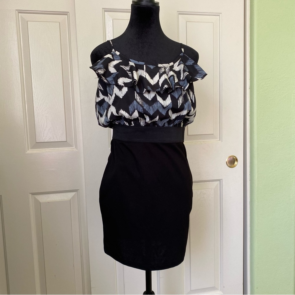 Forever 21 Black/white/ blue Geometric Spaghetti Strap Dress